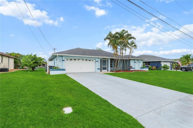 1314 SE 15th Ter, Cape Coral, FL 33990 - single story home with a front yard, a garage, driveway, and central air condition unit