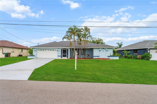 1314 SE 15th Ter, Cape Coral, FL 33990 - single story home featuring concrete driveway, a garage, a front lawn, stucco siding, and central AC