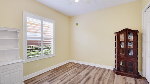 7081 Grassland Ct, Sarasota, FL 34241 - spare room featuring ceiling fan and light wood finished floors