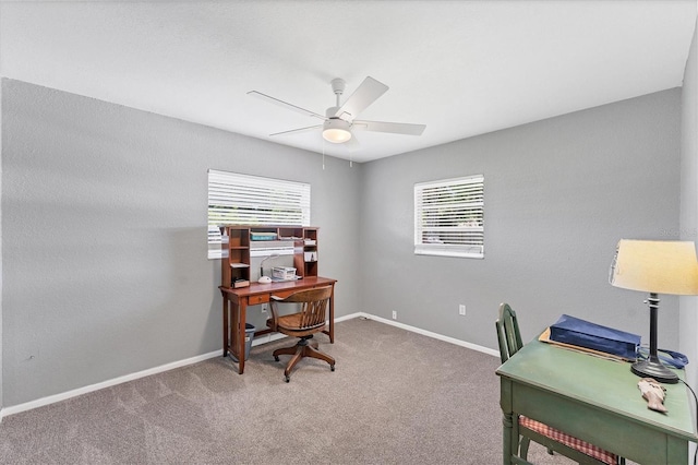 304 34th St W, Bradenton, FL 34205 - carpeted home office featuring healthy amount of natural light, ceiling fan, and baseboards