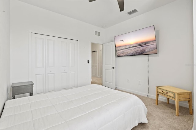 14835 Lyla Ter, Bradenton, FL 34211 - bedroom featuring carpet flooring, a closet, baseboards, and ceiling fan