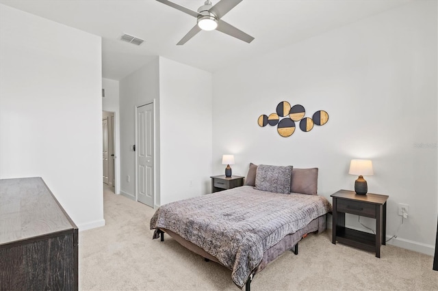14835 Lyla Ter, Bradenton, FL 34211 - bedroom with light carpet, baseboards, a closet, and ceiling fan