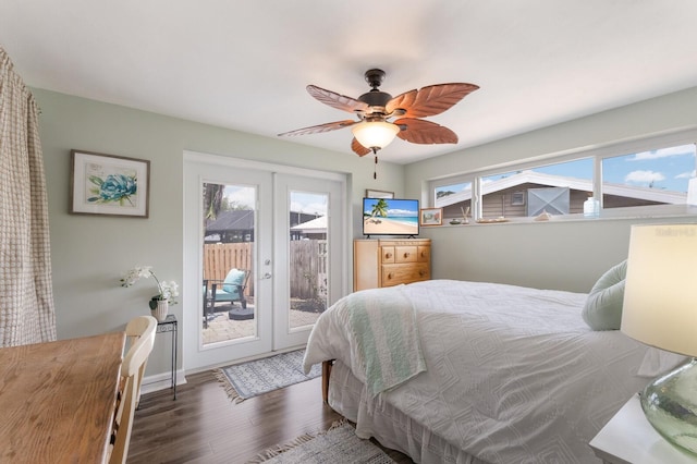 715 Fontana Ln, Bradenton, FL 34209 - bedroom featuring french doors, wood finished floors, access to exterior, and multiple windows