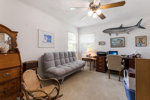715 Fontana Ln, Bradenton, FL 34209 - office area featuring light colored carpet and a ceiling fan