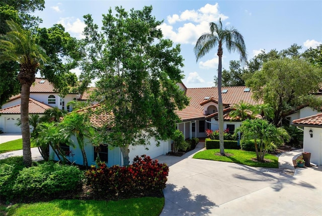 4472 Calle Serena, Sarasota, FL 34238 - mediterranean / spanish-style home featuring concrete driveway, a tiled roof, and stucco siding