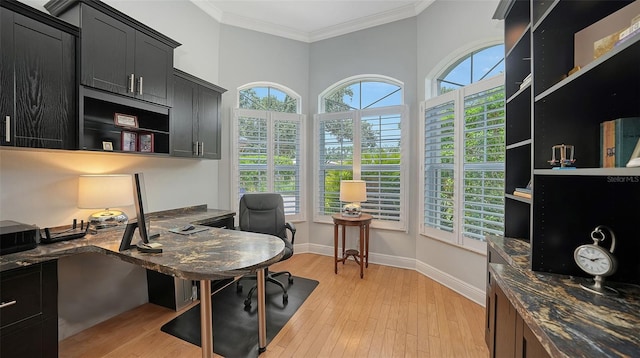 1864 Goldenrod St, Sarasota, FL 34239 - office featuring light wood-style floors and ornamental molding