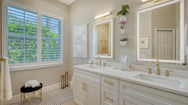 1864 Goldenrod St, Sarasota, FL 34239 - bathroom with double vanity and tile patterned floors