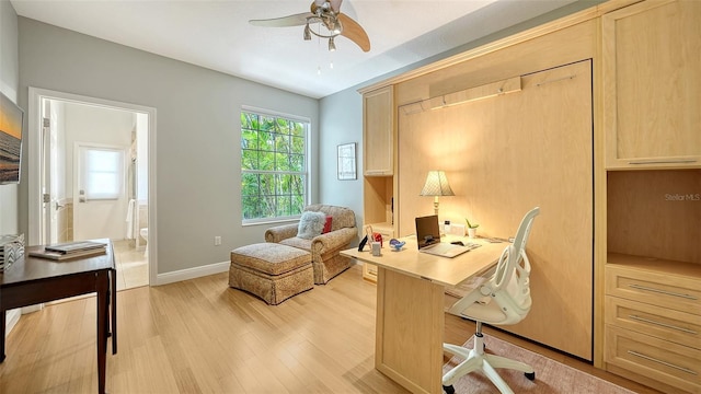 1864 Goldenrod St, Sarasota, FL 34239 - office area featuring ceiling fan and light wood-style floors