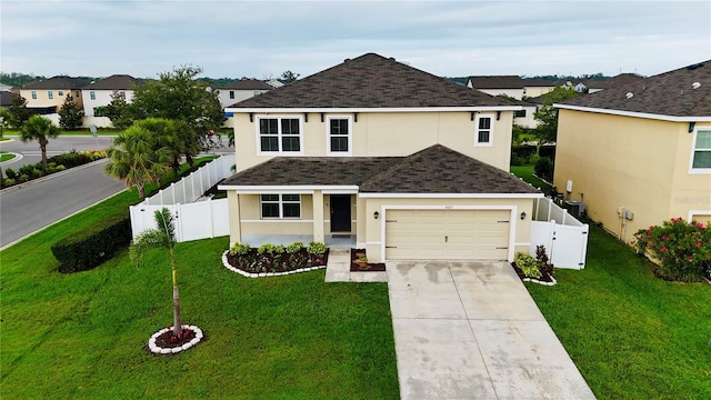 4005 Willow Branch Pl, Palmetto, FL 34221 - traditional home with stucco siding, driveway, roof with shingles, and a residential view