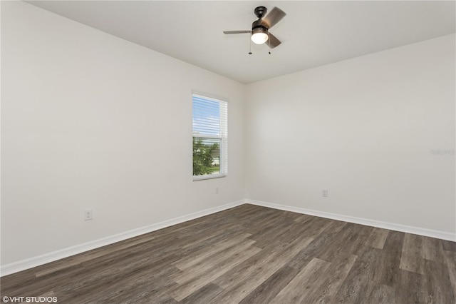 4005 Willow Branch Pl, Palmetto, FL 34221 - empty room with dark wood-style floors, baseboards, and a ceiling fan