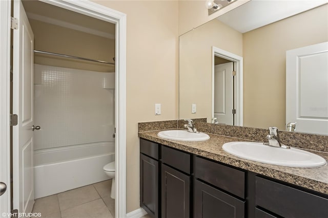 4005 Willow Branch Pl, Palmetto, FL 34221 - full bathroom with double vanity, toilet, tile patterned flooring, and shower / tub combination