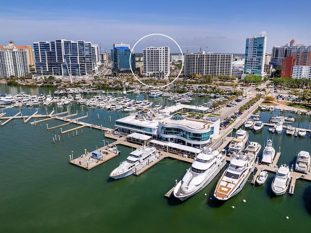 1233 N Gulfstream Ave Unit 401, Sarasota, FL 34236 - view of urban area with numerous boat docks and a large body of water