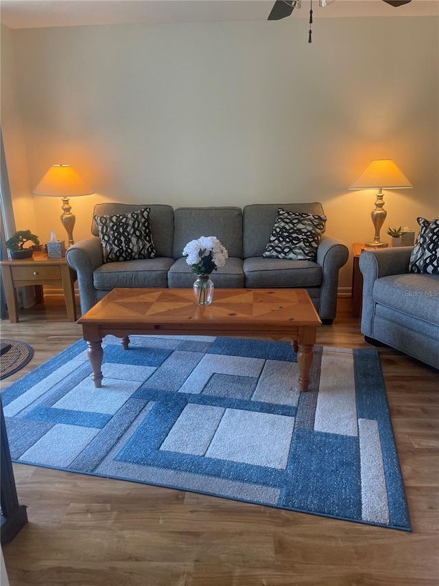 4520 47th Ave W Unit 103, Bradenton, FL 34210 - living area featuring a ceiling fan and wood finished floors