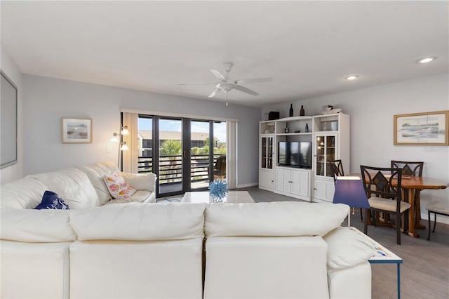 2729 N Beach Rd Unit 212, Englewood, FL 34223 - living room with ceiling fan and recessed lighting