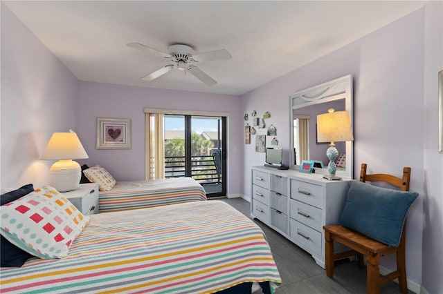 2729 N Beach Rd Unit 212, Englewood, FL 34223 - bedroom featuring access to outside, baseboards, and ceiling fan