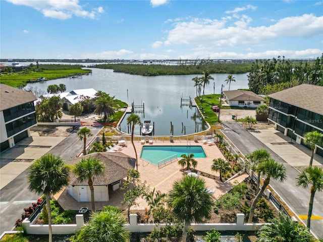 2729 N Beach Rd Unit 212, Englewood, FL 34223 - drone / aerial view of a large body of water and a pool