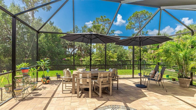 11625 Parrotfish St, Venice, FL 34292 - fenced backyard featuring a lanai, a patio area, and outdoor dining area