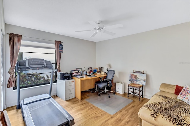 105 Inlets Blvd Unit 105, Nokomis, FL 34275 - home office featuring light wood finished floors and a ceiling fan