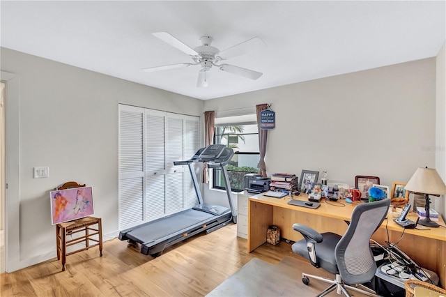 105 Inlets Blvd Unit 105, Nokomis, FL 34275 - office area featuring a ceiling fan and wood finished floors