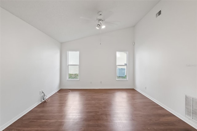 294 Lake Doe Blvd, Apopka, FL 32703 - empty room featuring a ceiling fan, lofted ceiling, and dark wood-type flooring