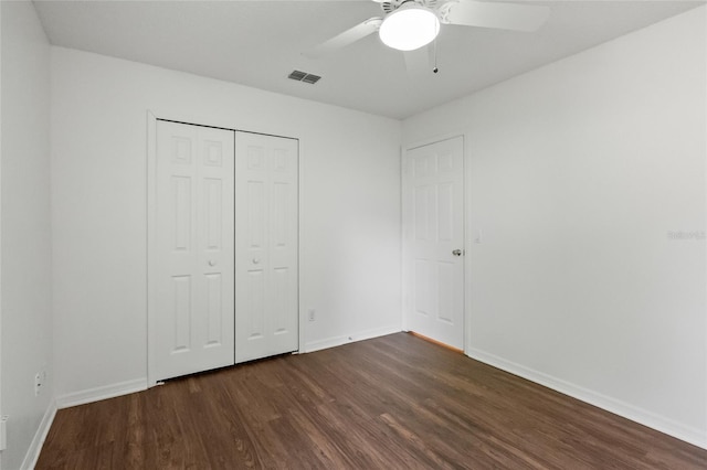 294 Lake Doe Blvd, Apopka, FL 32703 - unfurnished bedroom with dark wood-style floors, a closet, and ceiling fan