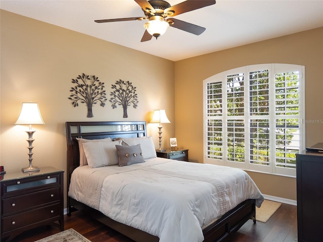 8078 Stirling Falls Cir, Sarasota, FL 34243 - bedroom featuring wood finished floors, baseboards, and ceiling fan