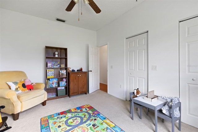 9402 71st Ave E, Palmetto, FL 34221 - game room with light colored carpet and ceiling fan