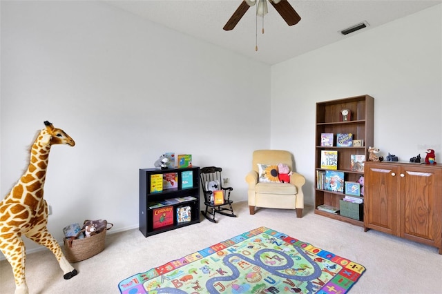 9402 71st Ave E, Palmetto, FL 34221 - rec room featuring light colored carpet and a ceiling fan