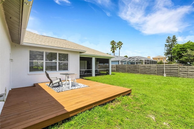 9402 71st Ave E, Palmetto, FL 34221 - wooden terrace with a sunroom
