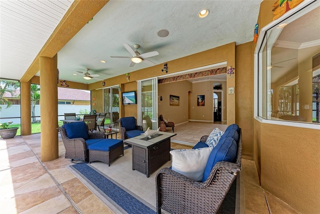 5359 90th Avenue Cir E, Parrish, FL 34219 - view of patio / terrace featuring outdoor lounge area and ceiling fan