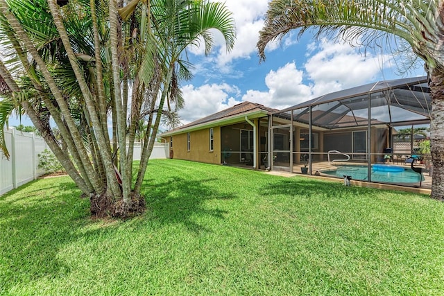 5359 90th Avenue Cir E, Parrish, FL 34219 - view of yard with an outdoor pool and a lanai