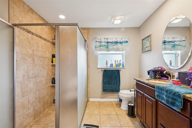 225 Sherwood Ln, Daytona Beach, FL 32117 - full bathroom with vanity, a shower stall, and tile patterned floors