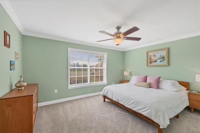 2005 21st St W, Palmetto, FL 34221 - bedroom with ornamental molding, carpet, baseboards, and a ceiling fan
