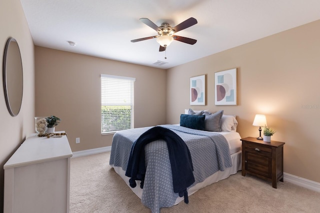 12031 Longview Lake Cir, Lakewood Ranch, FL 34211 - bedroom featuring light colored carpet, baseboards, and ceiling fan