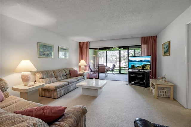 3500 El Conquistador Pkwy Unit 128, Bradenton, FL 34210 - living area featuring light carpet and a textured ceiling