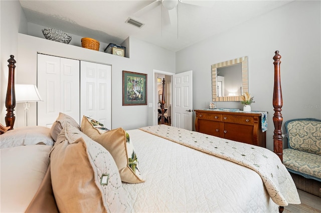 6750 64th Ter E, Bradenton, FL 34203 - bedroom featuring a closet and ceiling fan