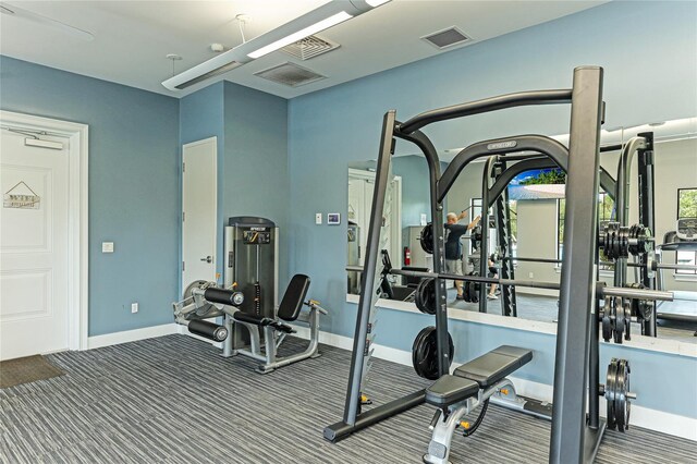 3504 Big Sky Way, Bradenton, FL 34211 - workout area featuring carpet floors and baseboards
