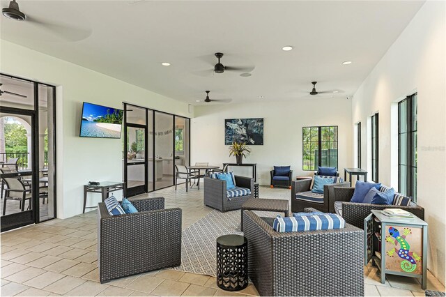 3504 Big Sky Way, Bradenton, FL 34211 - view of patio / terrace featuring a ceiling fan and outdoor lounge area