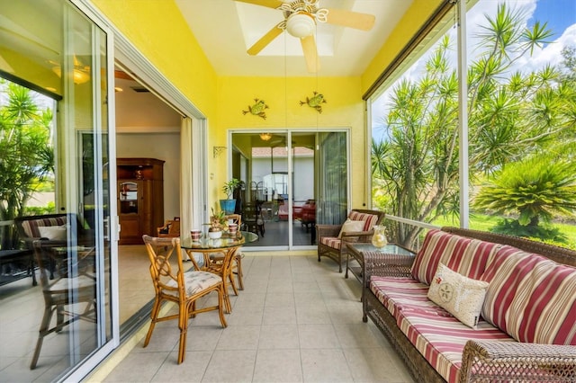 2085 Mattamy Ct, Venice, FL 34292 - sunroom with a ceiling fan and plenty of natural light