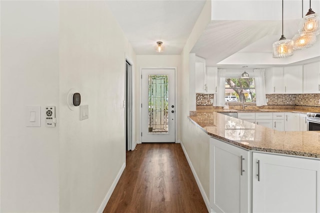 2515 Huntington Ave, Sarasota, FL 34232 - entryway featuring baseboards, dark wood-style floors, and a sink