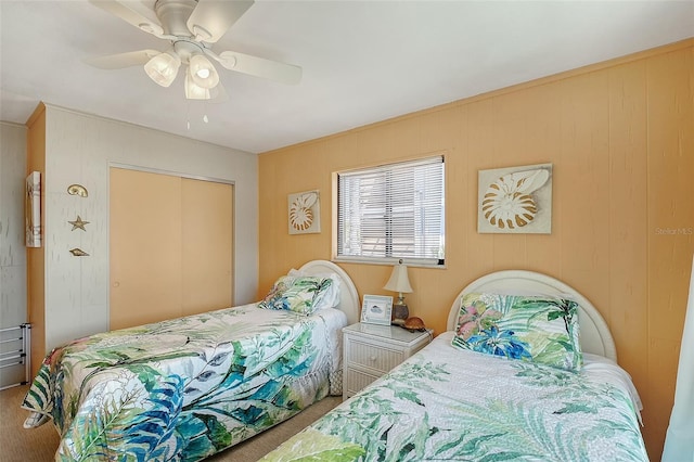 1103 Shore View Dr, Englewood, FL 34223 - bedroom featuring a closet, ceiling fan, and carpet flooring