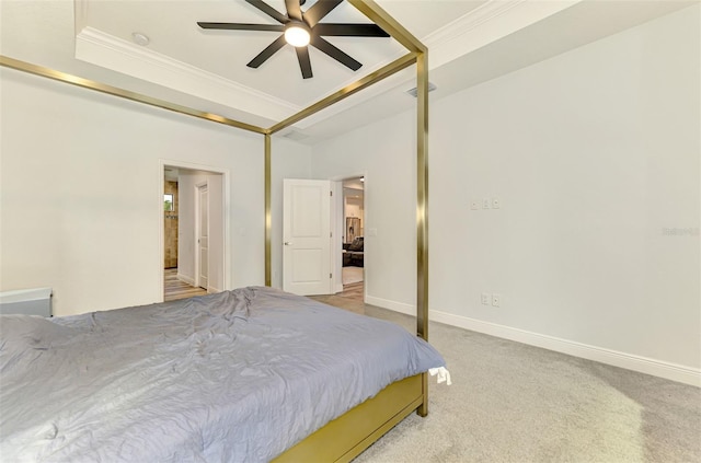2546 Malibu Ln, North Port, FL 34286 - carpeted bedroom featuring crown molding, a ceiling fan, and baseboards