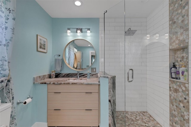 4120 51st Dr W, Bradenton, FL 34210 - full bathroom featuring a shower stall and vanity