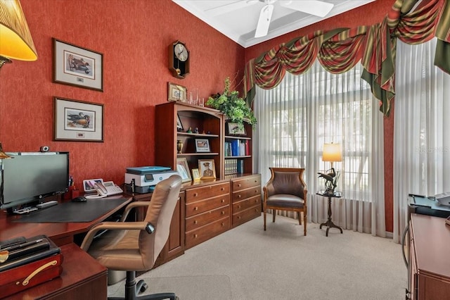 7513 Coventry Ct, Lakewood Ranch, FL 34202 - office with carpet floors and a ceiling fan