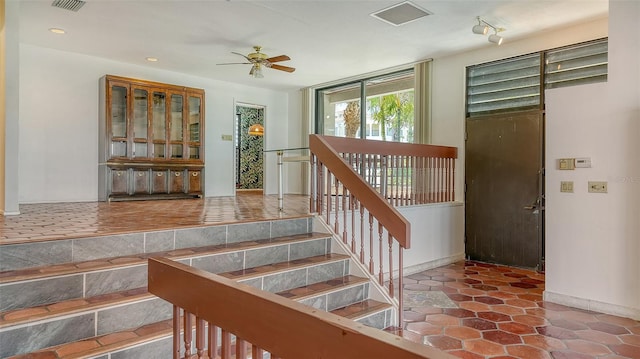 222 Beach Rd Unit 7, Sarasota, FL 34242 - stairs with ceiling fan and recessed lighting