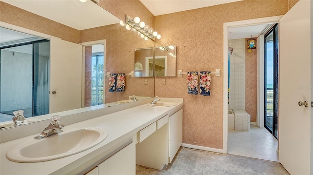 222 Beach Rd Unit 7, Sarasota, FL 34242 - full bathroom with double vanity and shower / bathtub combination
