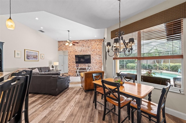 743 Stonecrest Dr, Sarasota, FL 34232 - dining area with a chandelier, light wood-style flooring, ceiling fan, and recessed lighting