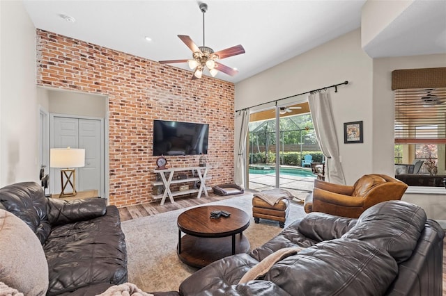 743 Stonecrest Dr, Sarasota, FL 34232 - living area with ceiling fan, wood finished floors, a sunroom, and recessed lighting