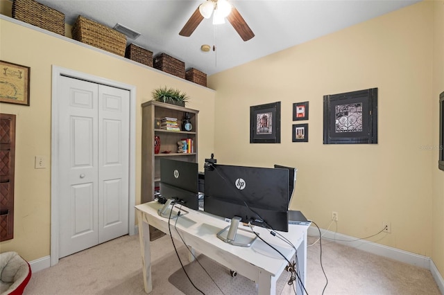 743 Stonecrest Dr, Sarasota, FL 34232 - carpeted office with a ceiling fan and baseboards