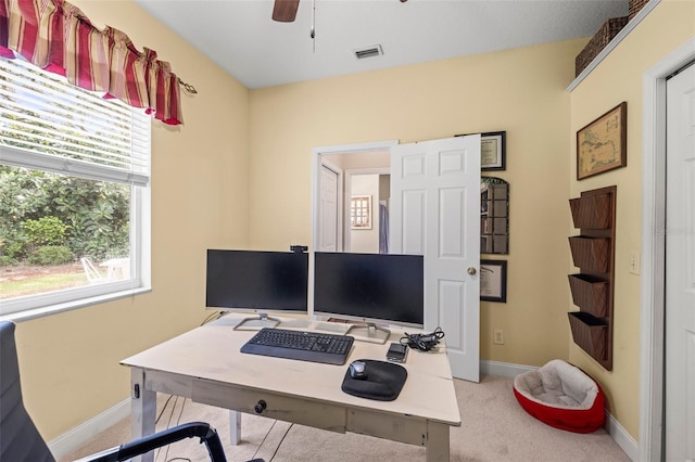 743 Stonecrest Dr, Sarasota, FL 34232 - carpeted office with ceiling fan and baseboards